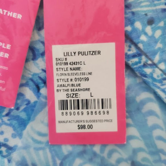 Lilly Pulitzer - Florin Sleeveless Linen Top - Amalfi Blue By The Seashore - L - Picture 4 of 4